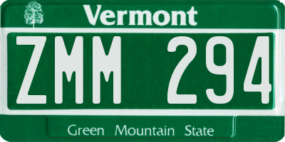 VT license plate ZMM294