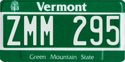 VT license plate ZMM295