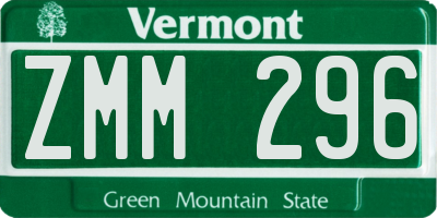 VT license plate ZMM296