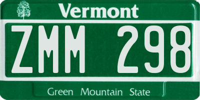 VT license plate ZMM298