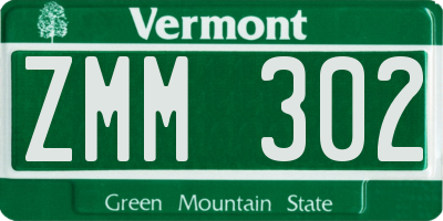 VT license plate ZMM302