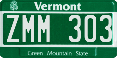 VT license plate ZMM303