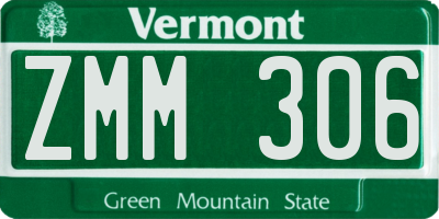 VT license plate ZMM306