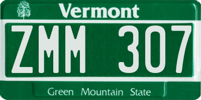 VT license plate ZMM307