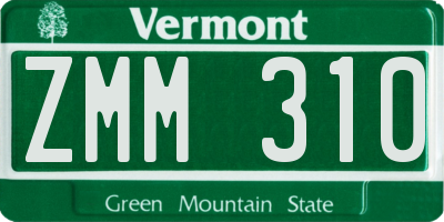 VT license plate ZMM310