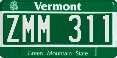 VT license plate ZMM311