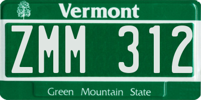 VT license plate ZMM312