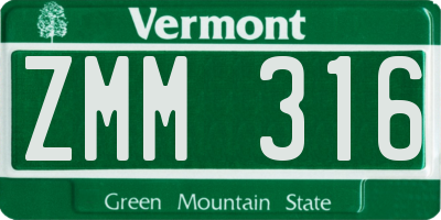 VT license plate ZMM316