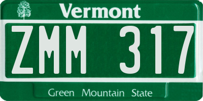 VT license plate ZMM317