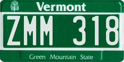 VT license plate ZMM318