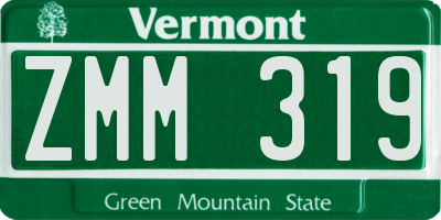 VT license plate ZMM319
