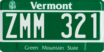 VT license plate ZMM321