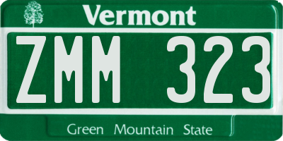 VT license plate ZMM323