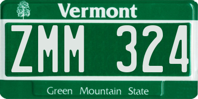 VT license plate ZMM324