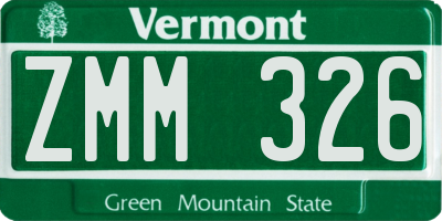 VT license plate ZMM326
