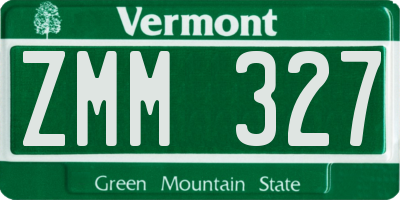 VT license plate ZMM327