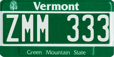 VT license plate ZMM333