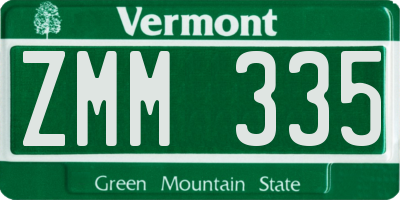 VT license plate ZMM335