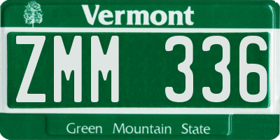 VT license plate ZMM336