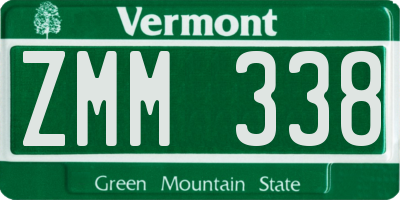VT license plate ZMM338