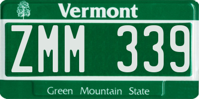 VT license plate ZMM339
