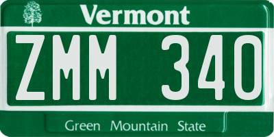 VT license plate ZMM340