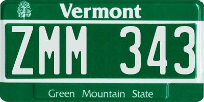 VT license plate ZMM343