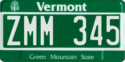 VT license plate ZMM345