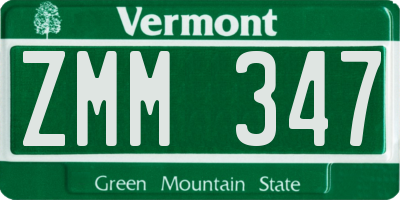 VT license plate ZMM347