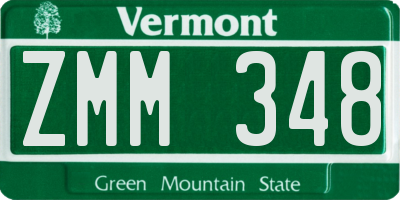 VT license plate ZMM348
