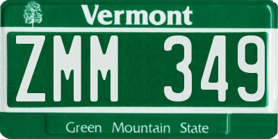 VT license plate ZMM349