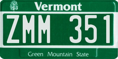 VT license plate ZMM351