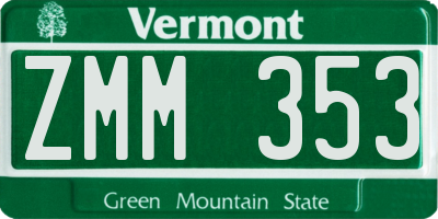 VT license plate ZMM353
