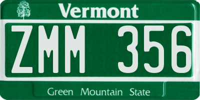 VT license plate ZMM356
