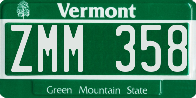 VT license plate ZMM358