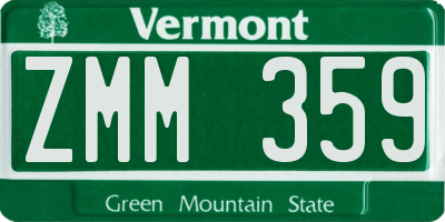 VT license plate ZMM359
