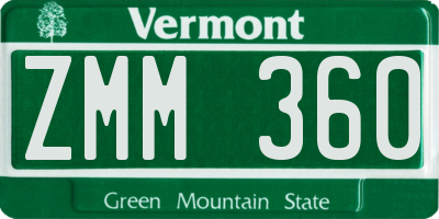 VT license plate ZMM360