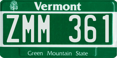 VT license plate ZMM361