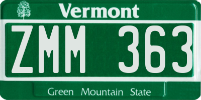 VT license plate ZMM363
