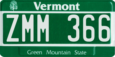VT license plate ZMM366