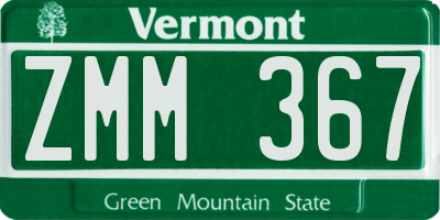 VT license plate ZMM367