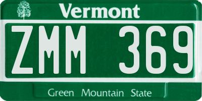 VT license plate ZMM369
