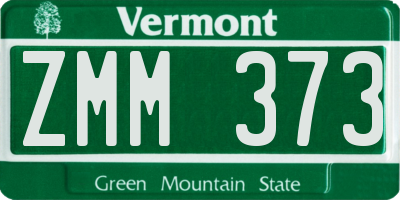 VT license plate ZMM373