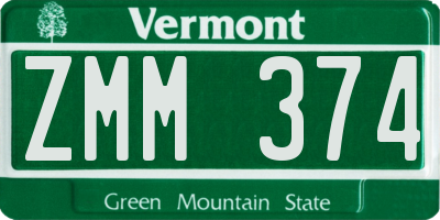 VT license plate ZMM374