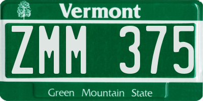 VT license plate ZMM375