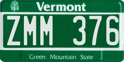 VT license plate ZMM376