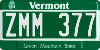 VT license plate ZMM377