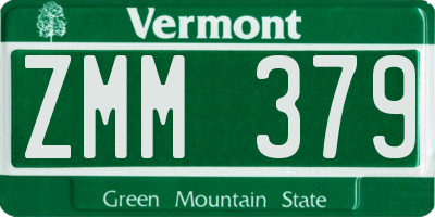 VT license plate ZMM379