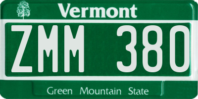 VT license plate ZMM380