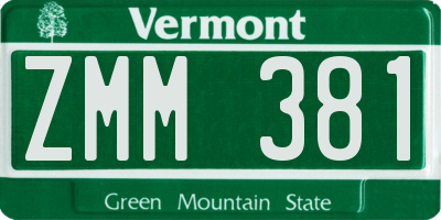 VT license plate ZMM381